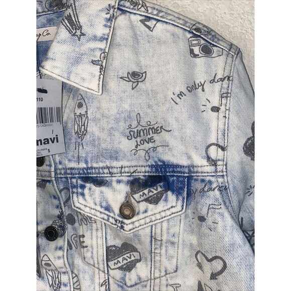 new Mavi jean jacket Art comic retro disco S Y2k 90s 80s charm city fun - Picture 4 of 10
